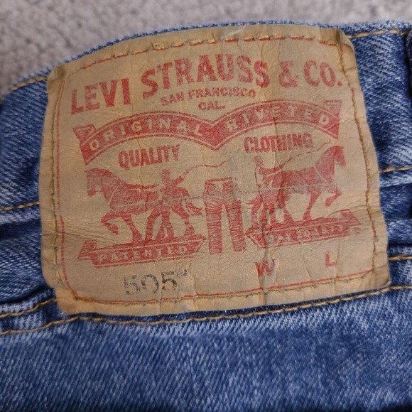 Levi's 505 Jeans Mens 42X33.5 Blue High Rise Straight Leg Denim - Picture 11 of 16